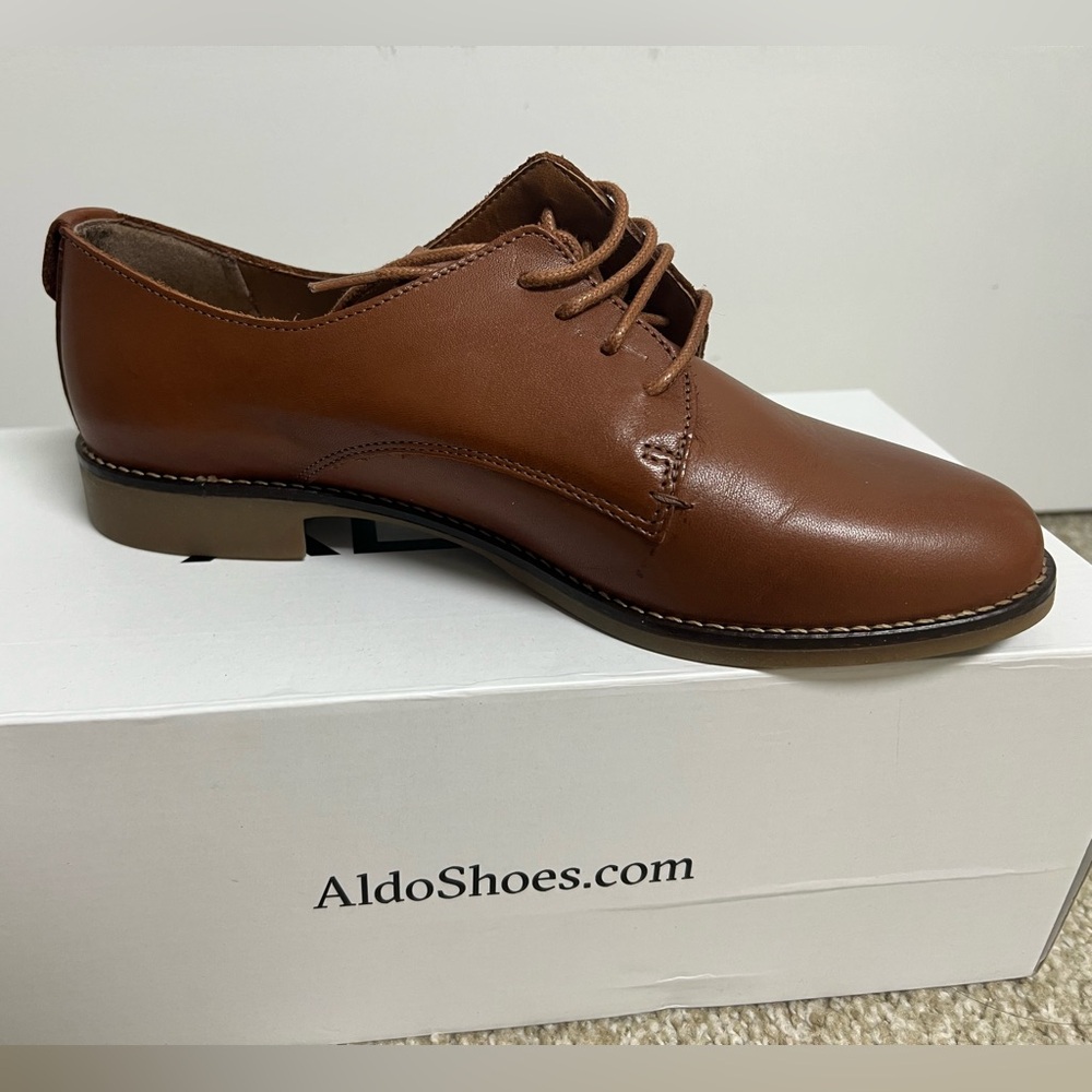 Aldo Brown Leather Oxford Shoes